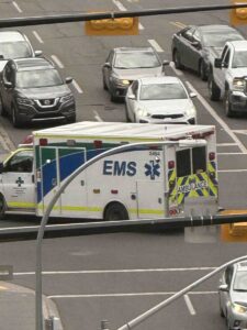 calgary car accident lawyer crash scene - ambulance on street